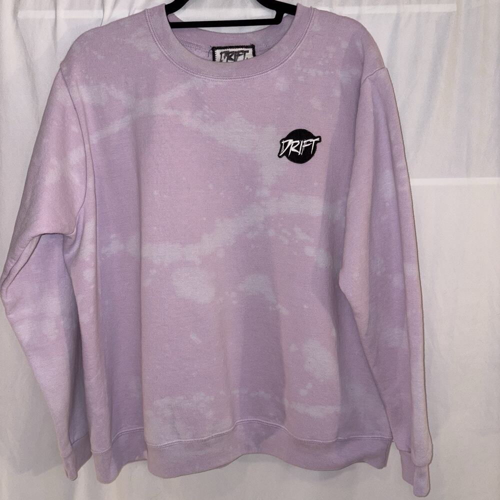 DRIFT Surf Sweatshirt Long Sleeve Purple Tie Dyed Unisex Size Large EUC